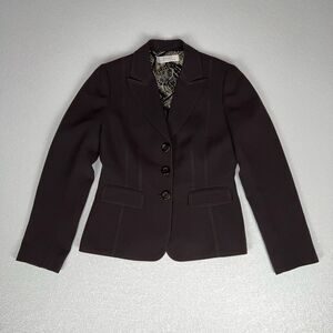 Tahari Arthur S Levine Womens Button Up Blazer Long Sleeve Brown 6